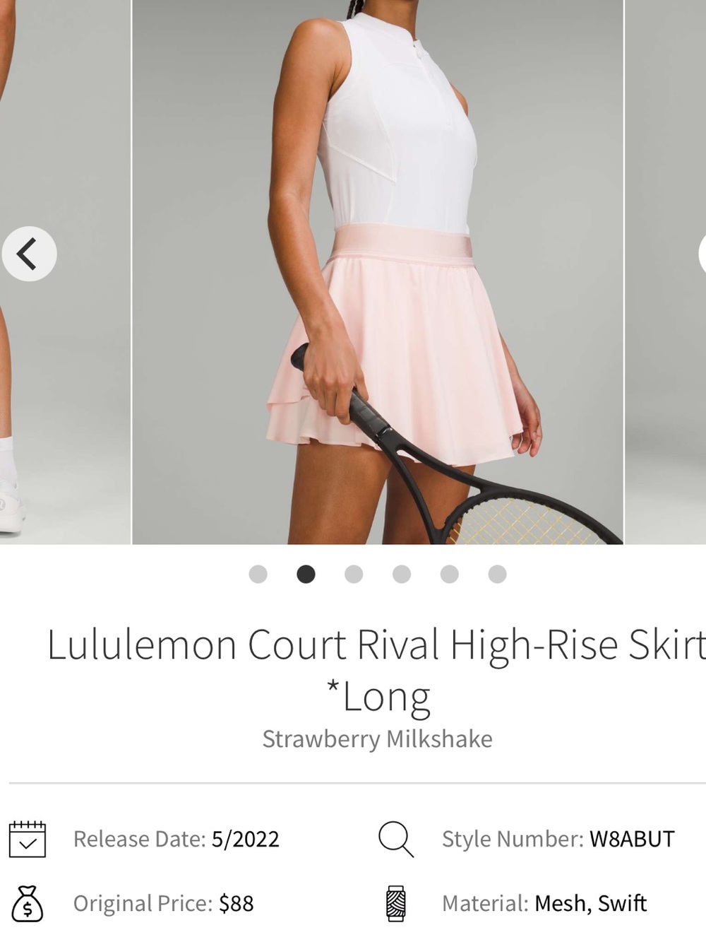 Lululemon Court Rival High-Rise Skirt *Long
Strawberry Milkshake - Picture 9 of 9